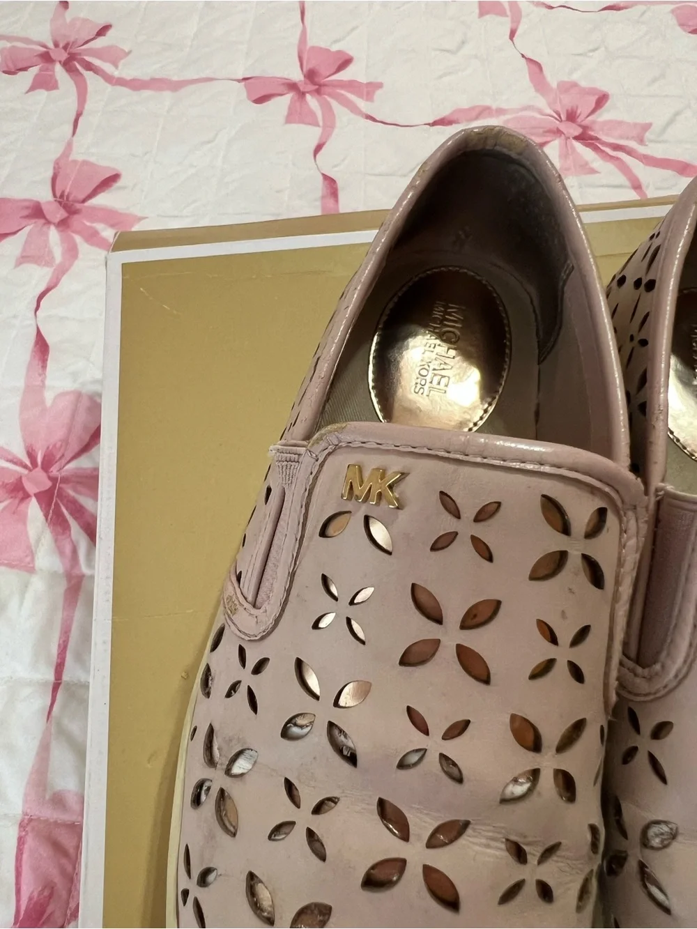 Michael Kors Pink Perforated Slip-On Sneakers